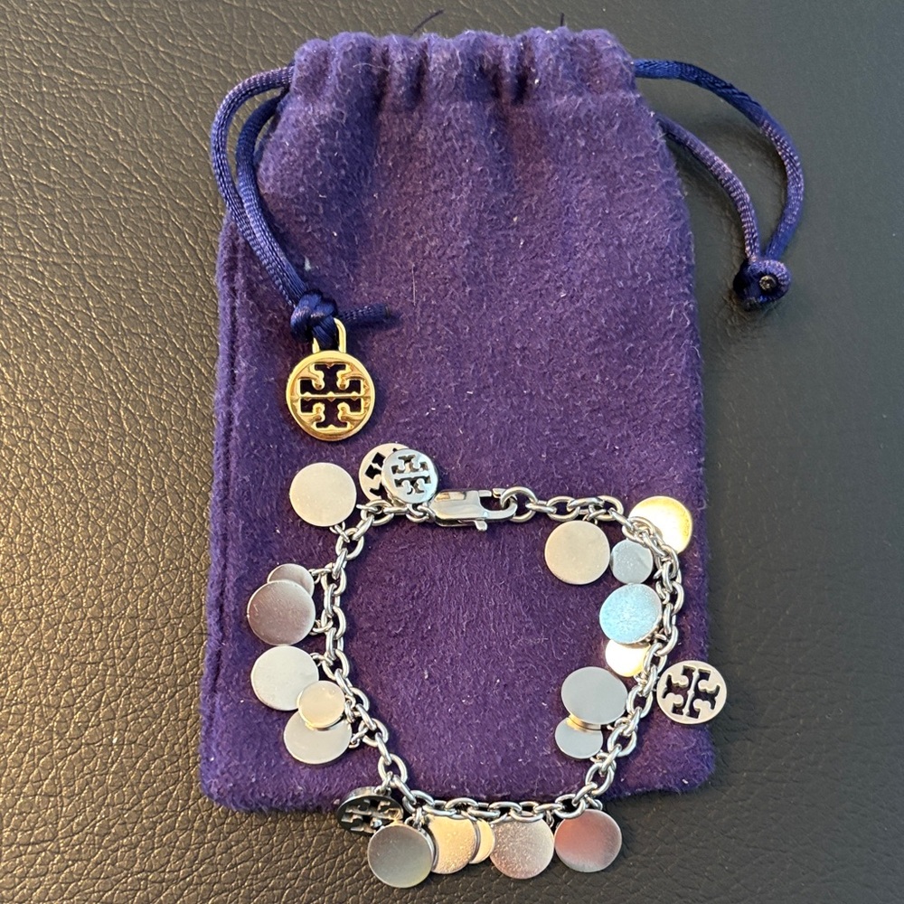 Tory Burch Silver Disc Charm Bracelet
